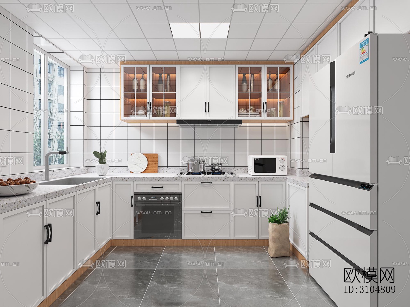 北欧厨房效果图下载（渲染图4）