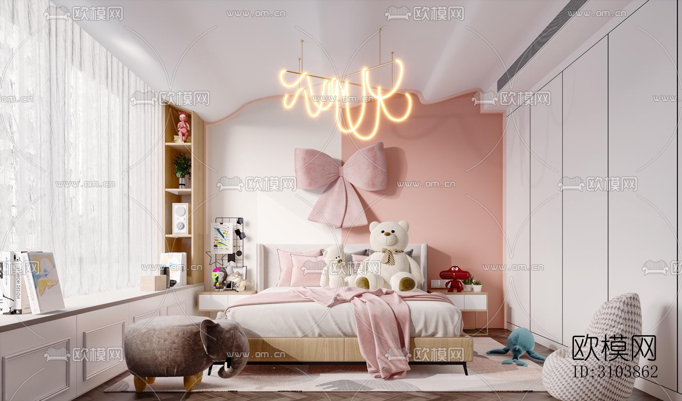 北欧儿童房效果图下载（渲染图5）