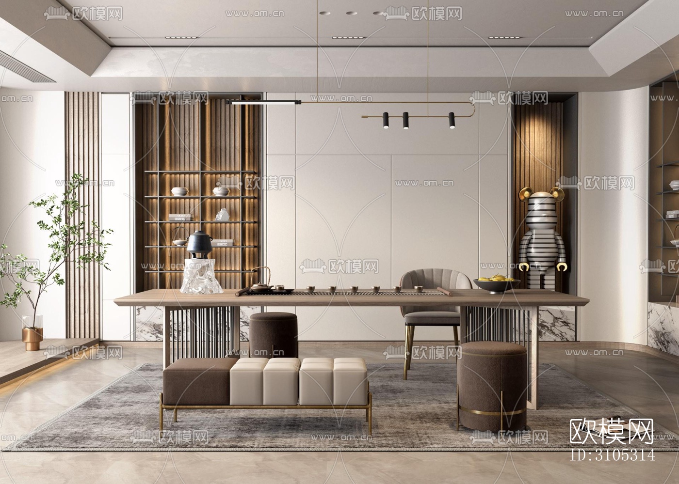 现代茶室效果图下载（渲染图2）