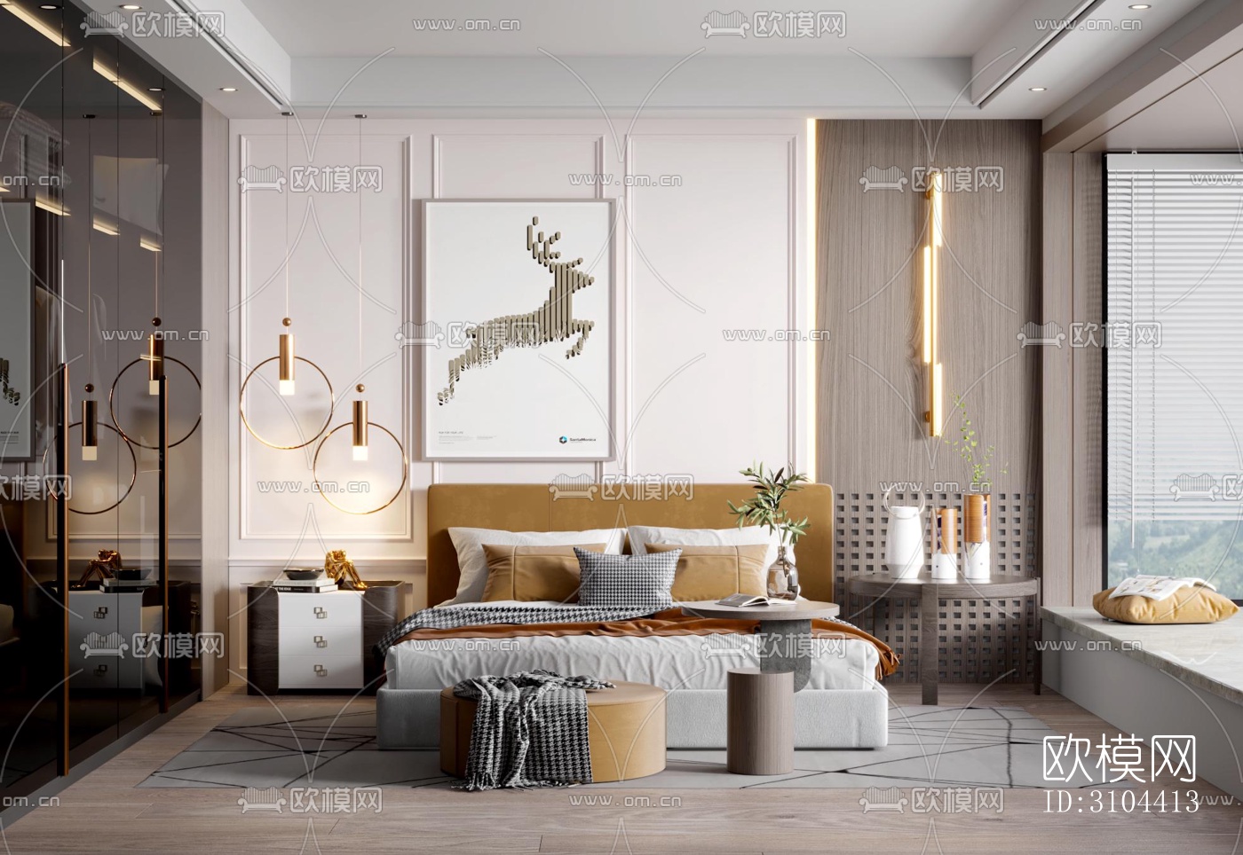 现代卧室效果图下载（渲染图3）