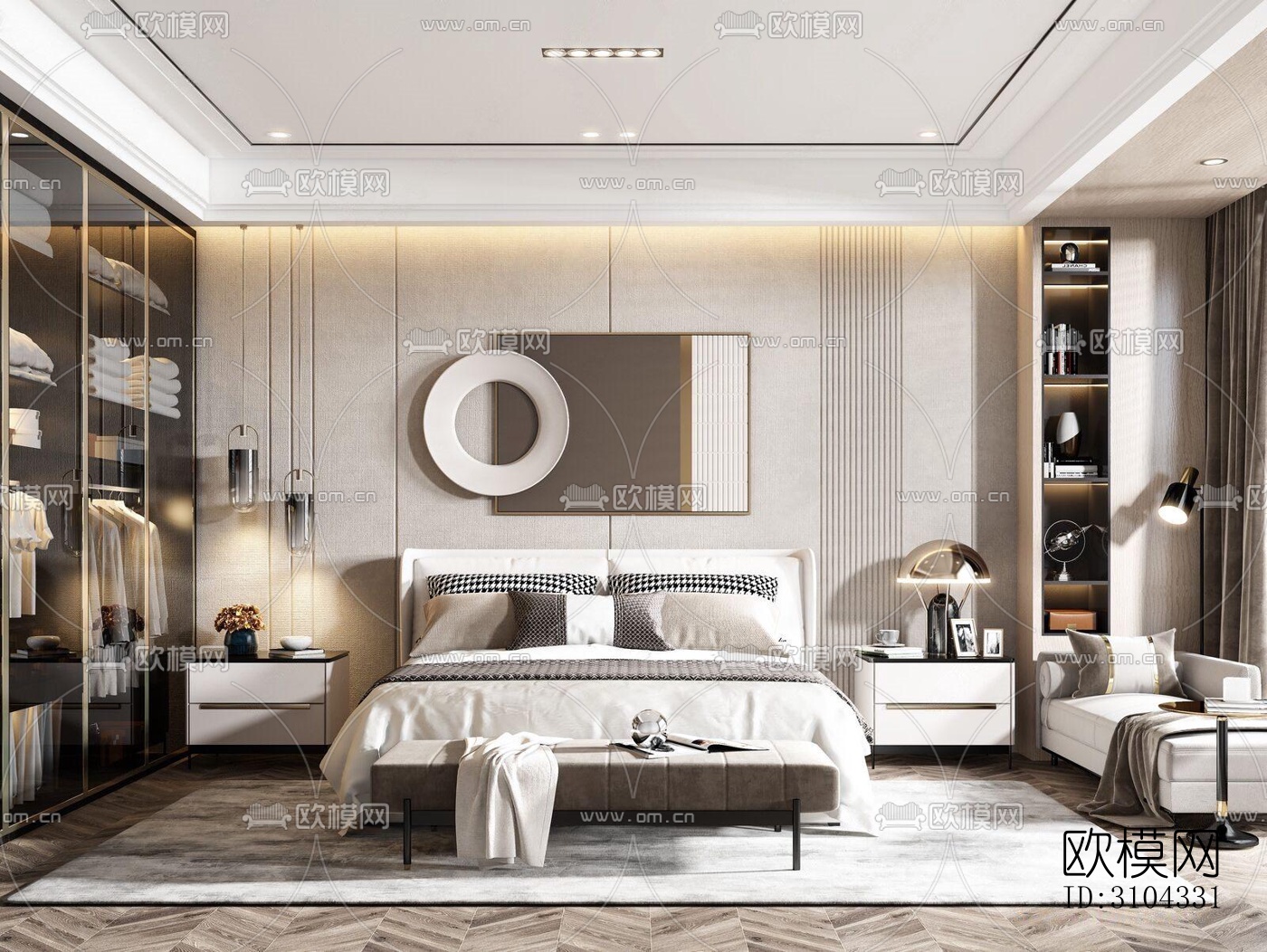 现代卧室效果图下载（渲染图3）