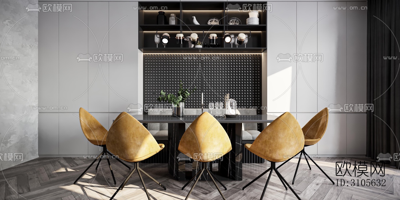 现代餐厅效果图下载（渲染图5）