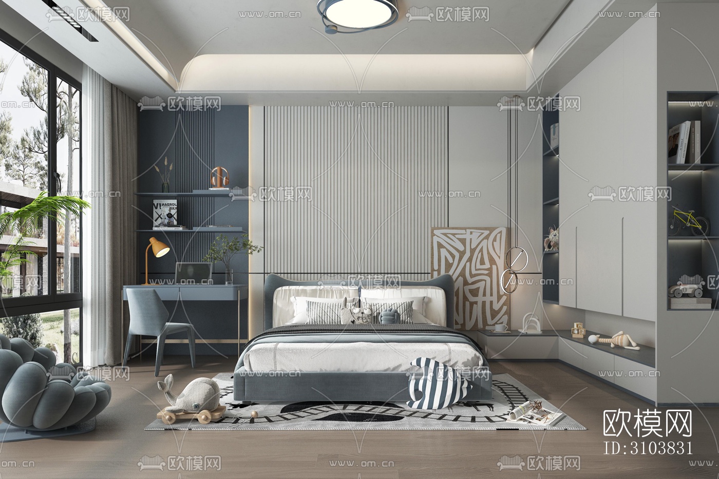 北欧儿童房效果图下载（渲染图5）