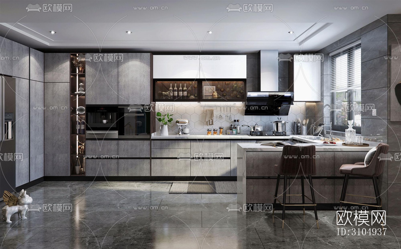现代厨房效果图下载（渲染图5）