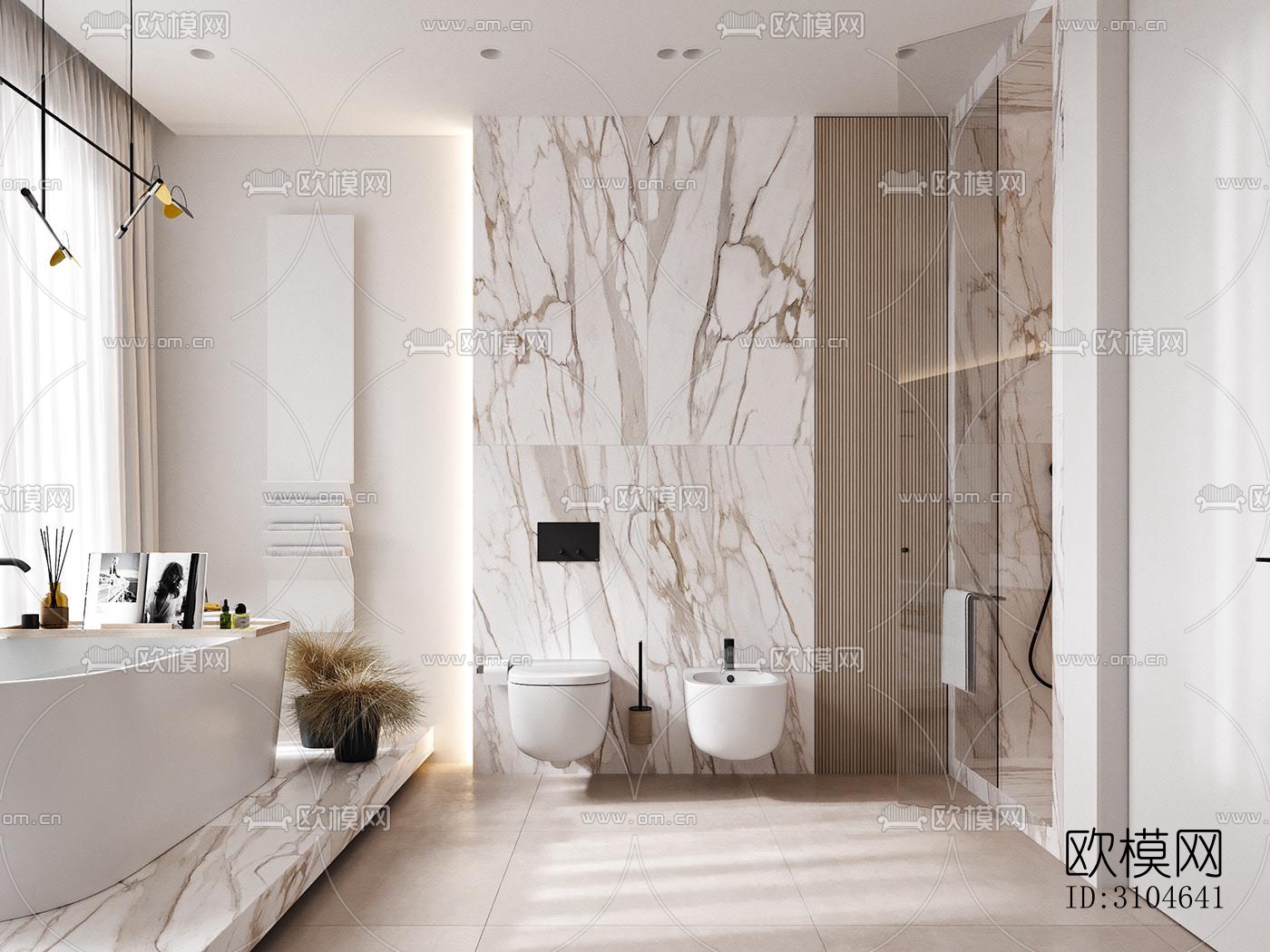 现代卫生间效果图下载（渲染图1）