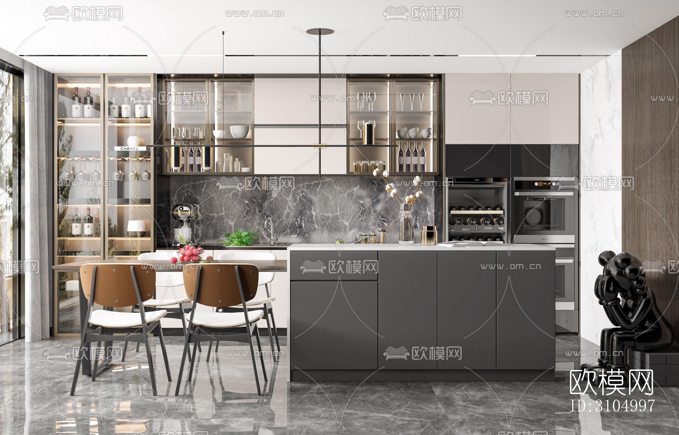 现代厨房效果图下载（渲染图3）