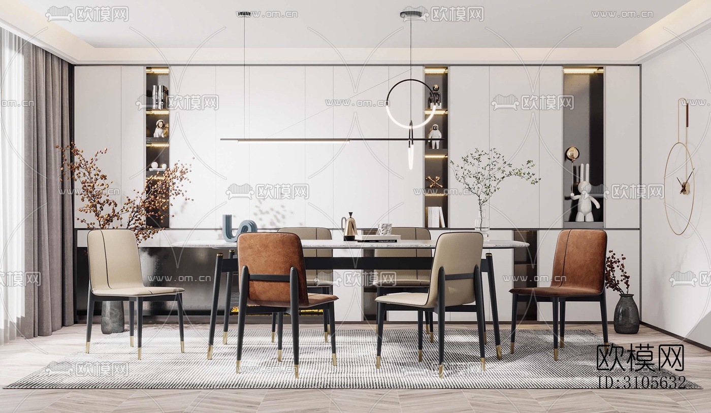 现代餐厅效果图下载（渲染图1）