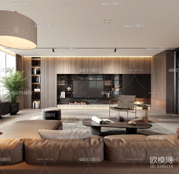 现代平层效果图下载(渲染图1)