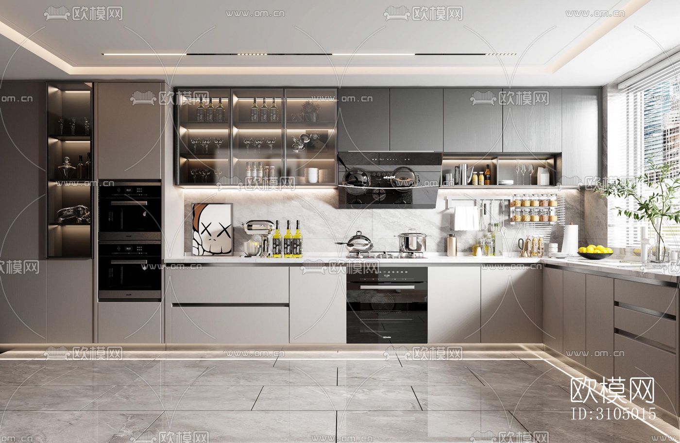 现代厨房效果图下载（渲染图3）