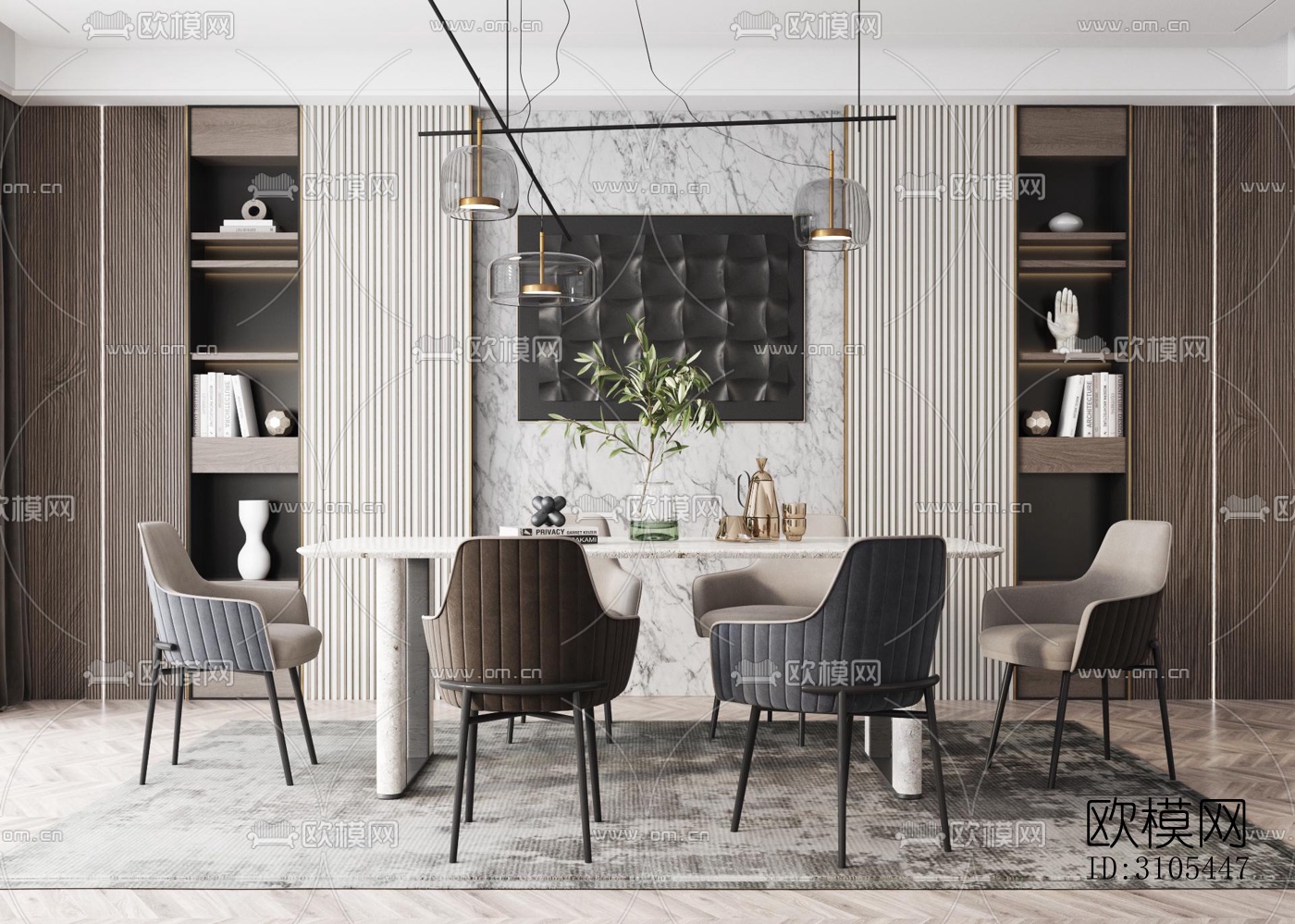 现代餐厅效果图下载（渲染图3）
