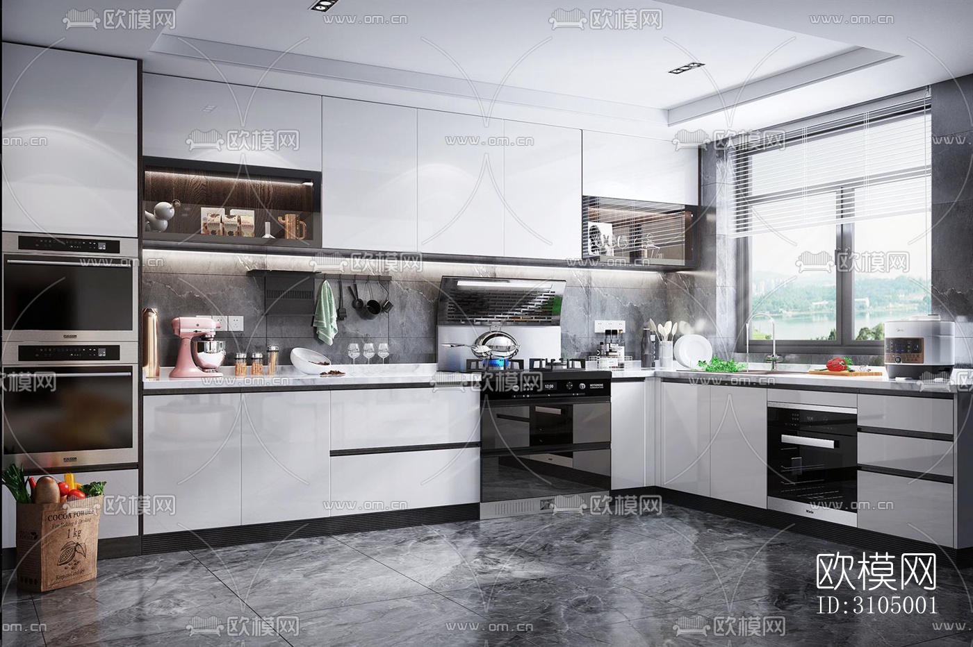 现代厨房效果图下载（渲染图5）