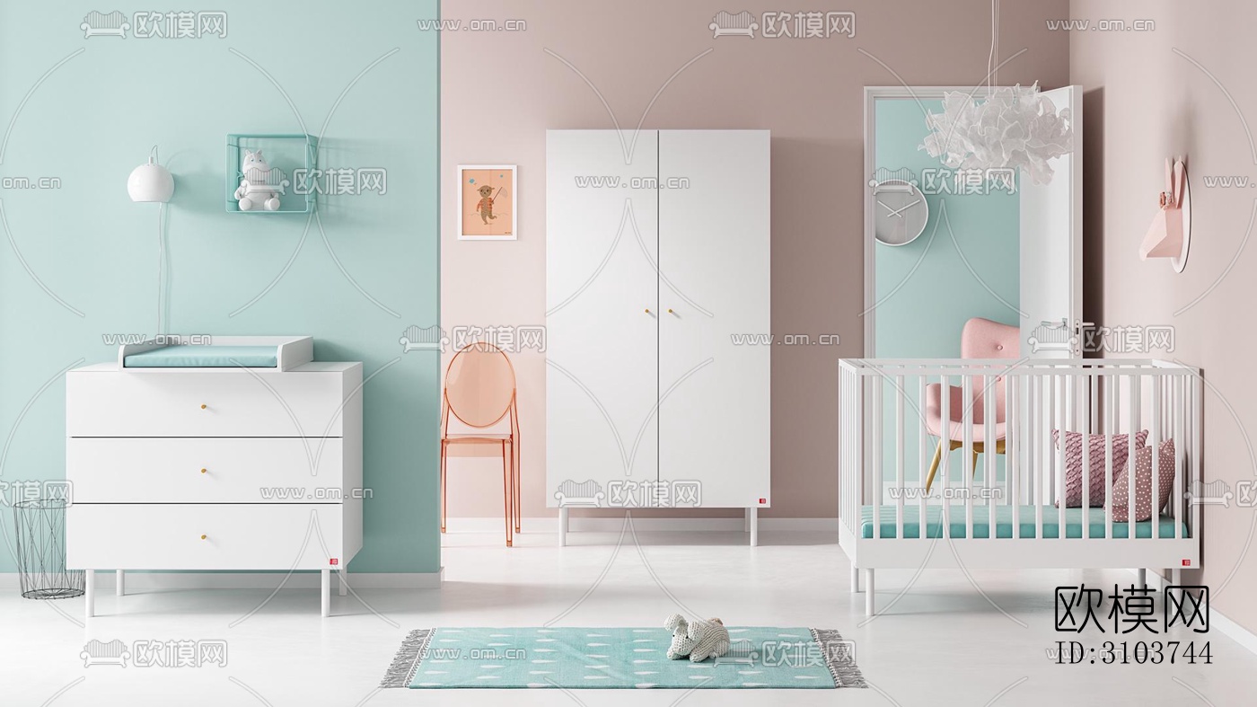 北欧儿童房效果图下载（渲染图2）