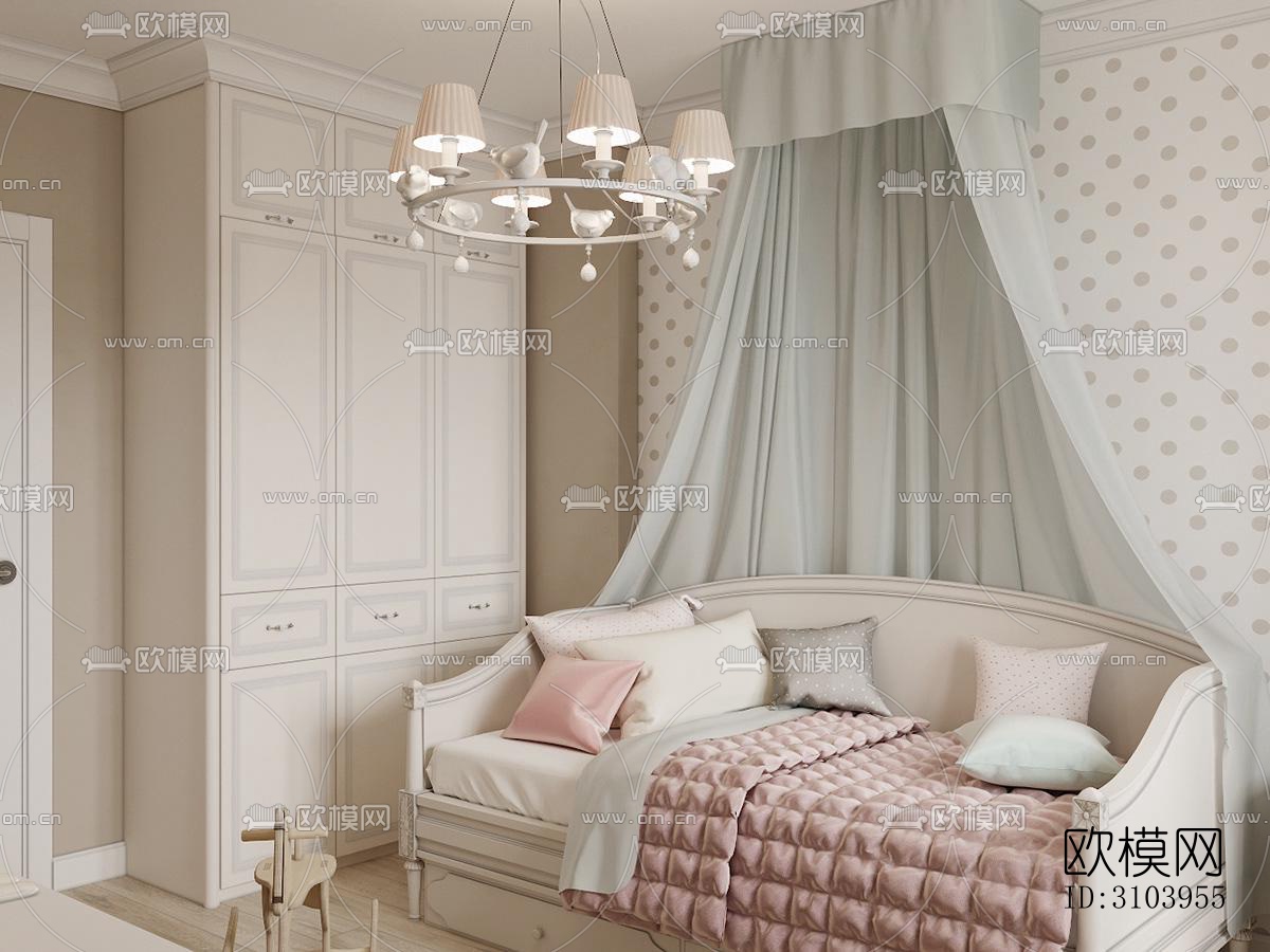 法式儿童房效果图下载（渲染图1）