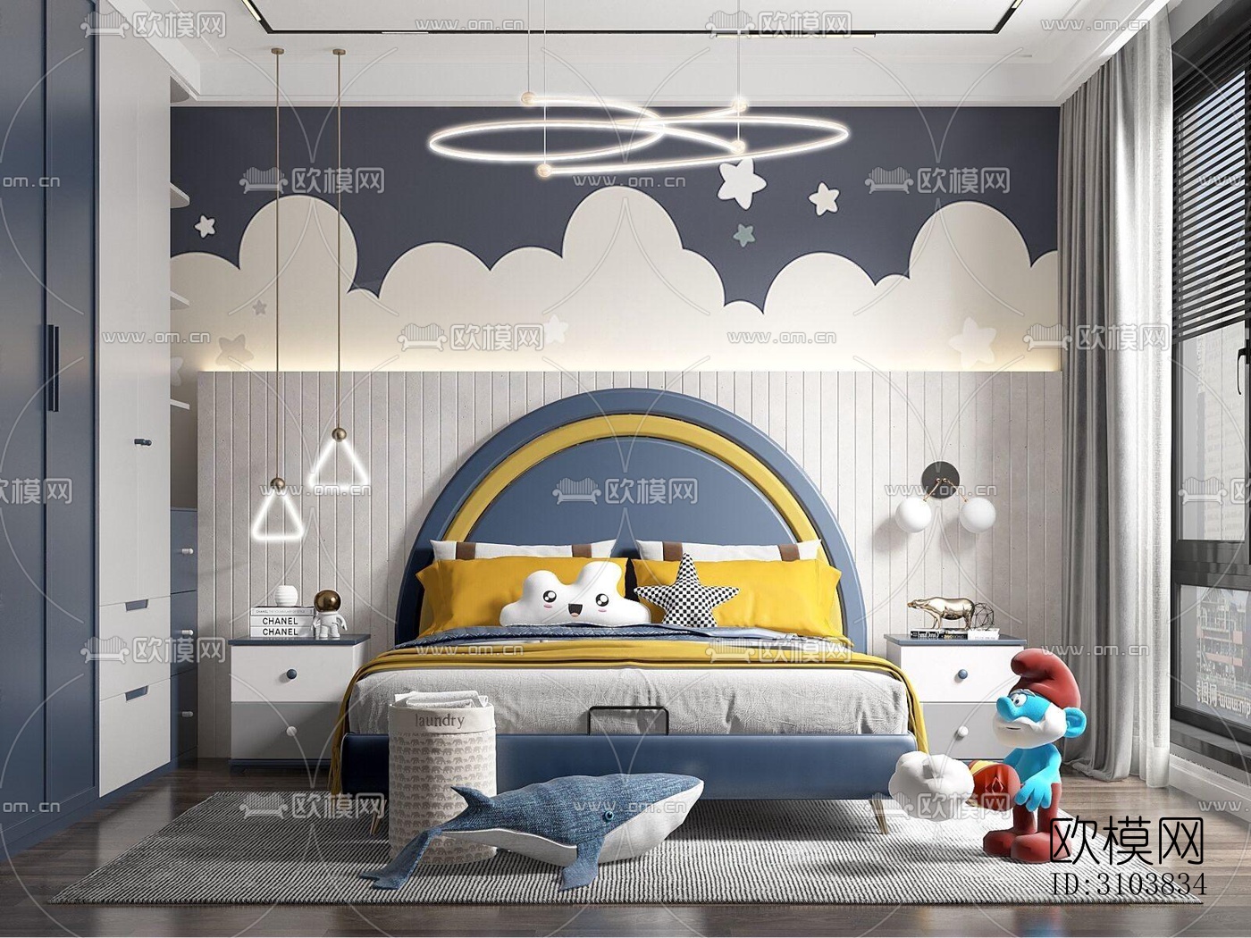 北欧儿童房效果图下载（渲染图3）