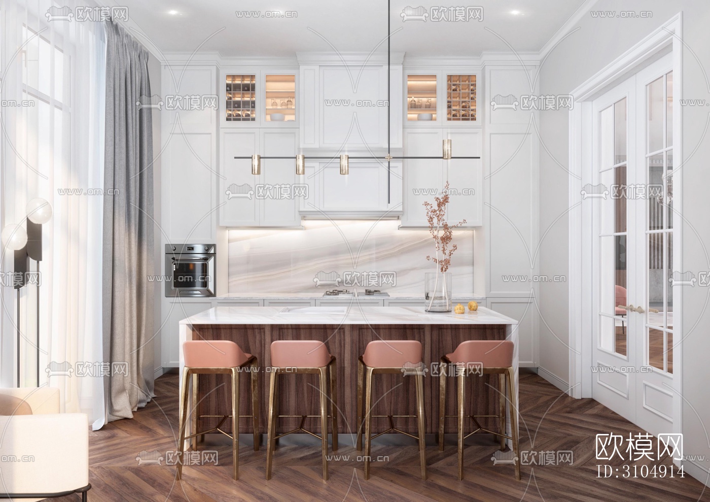 欧式厨房效果图下载（渲染图2）