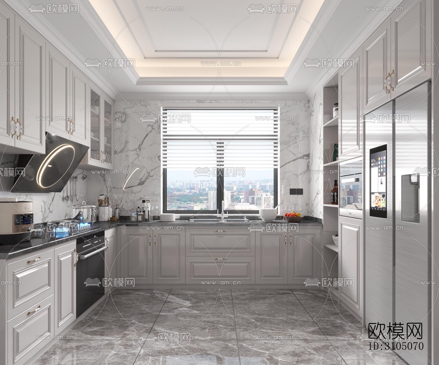 美式厨房效果图下载（渲染图5）