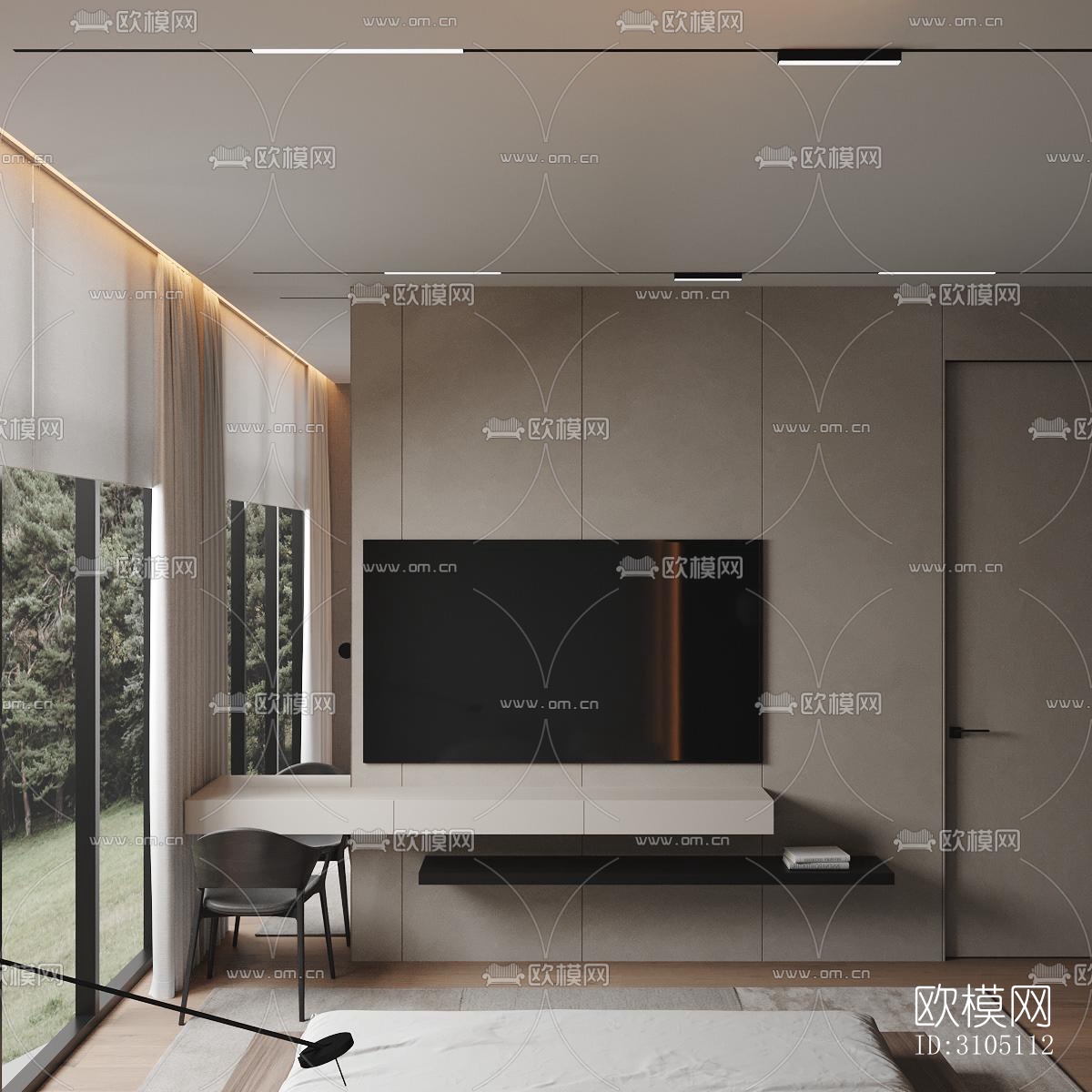 现代平层效果图下载（渲染图3）