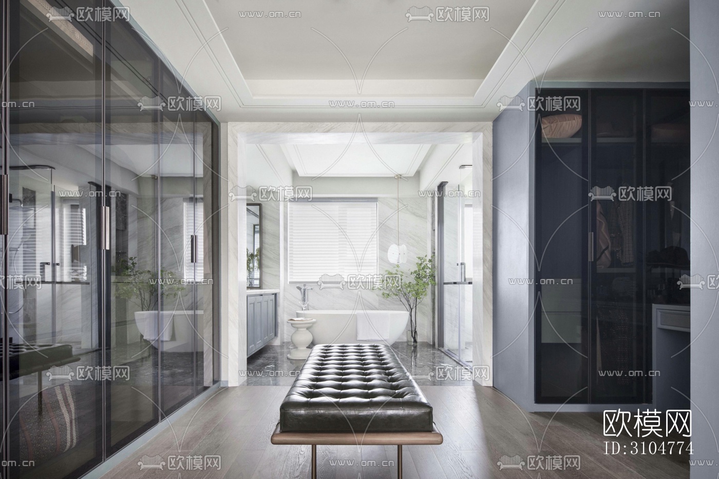 高级灰卫生间效果图下载（渲染图4）