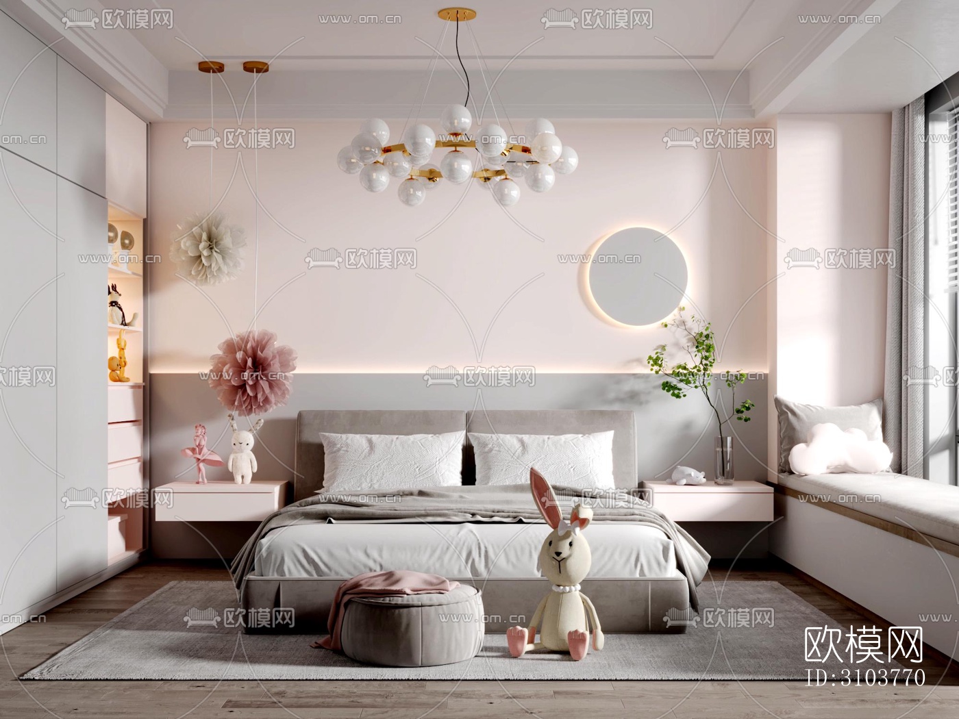 北欧儿童房效果图下载（渲染图1）