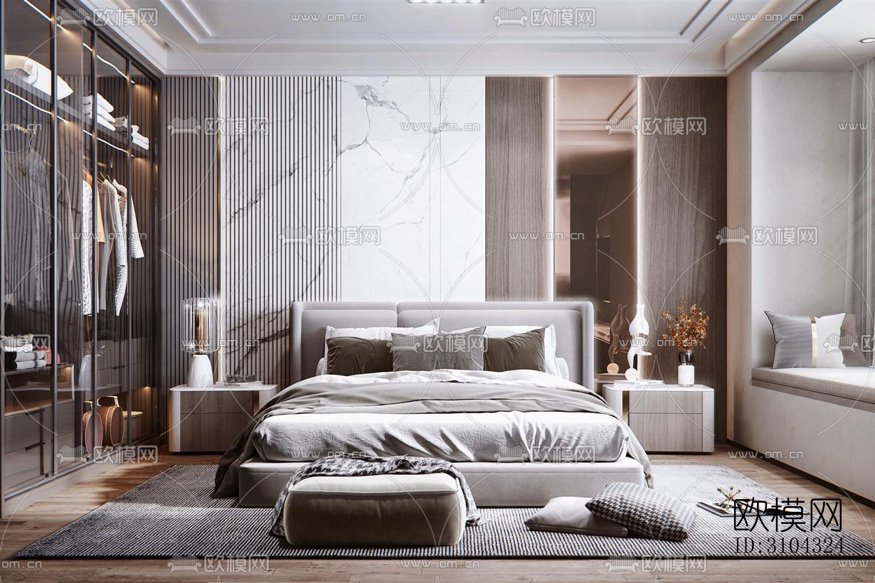 现代卧室效果图下载（渲染图5）