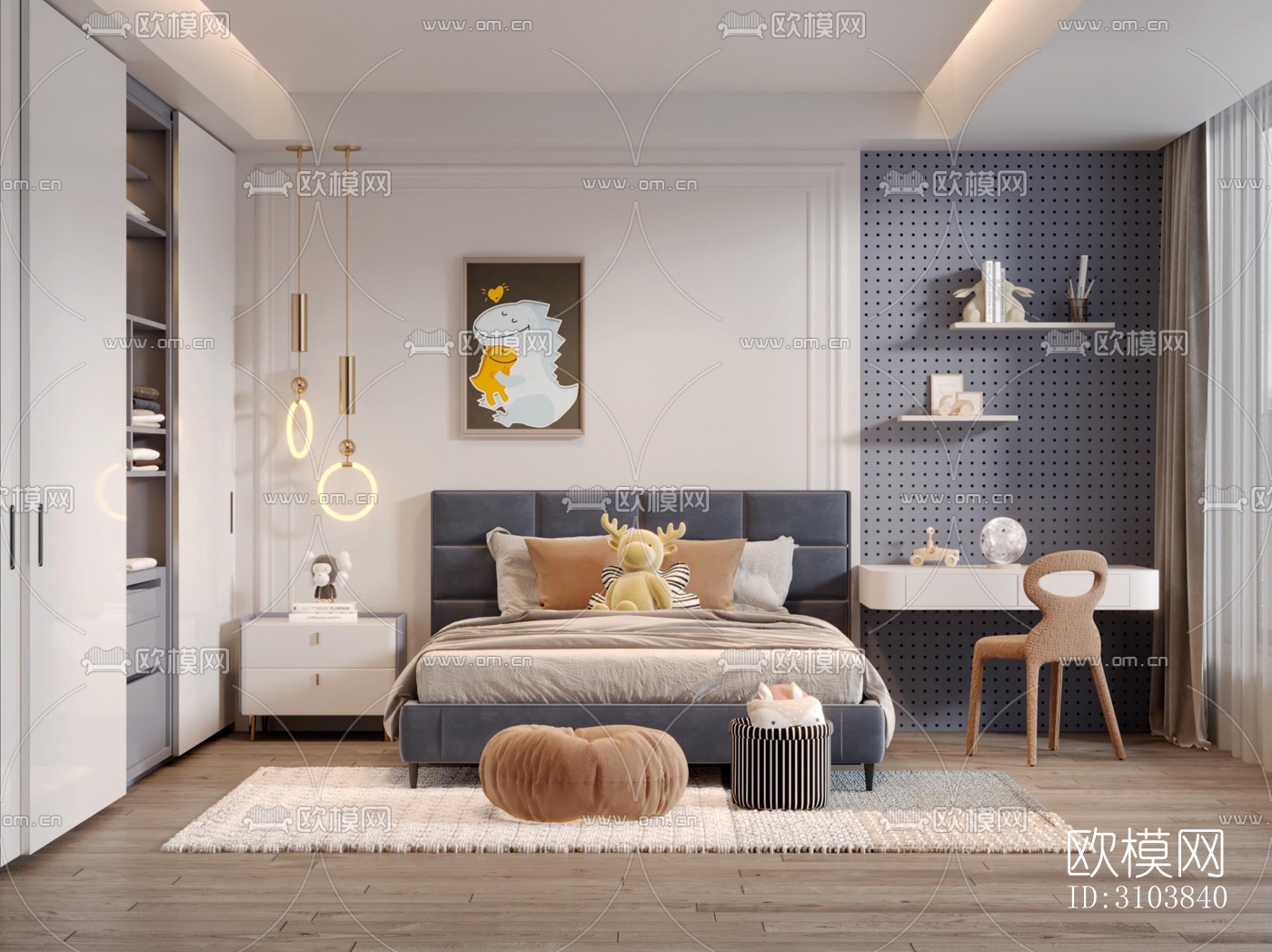 北欧儿童房效果图下载（渲染图5）