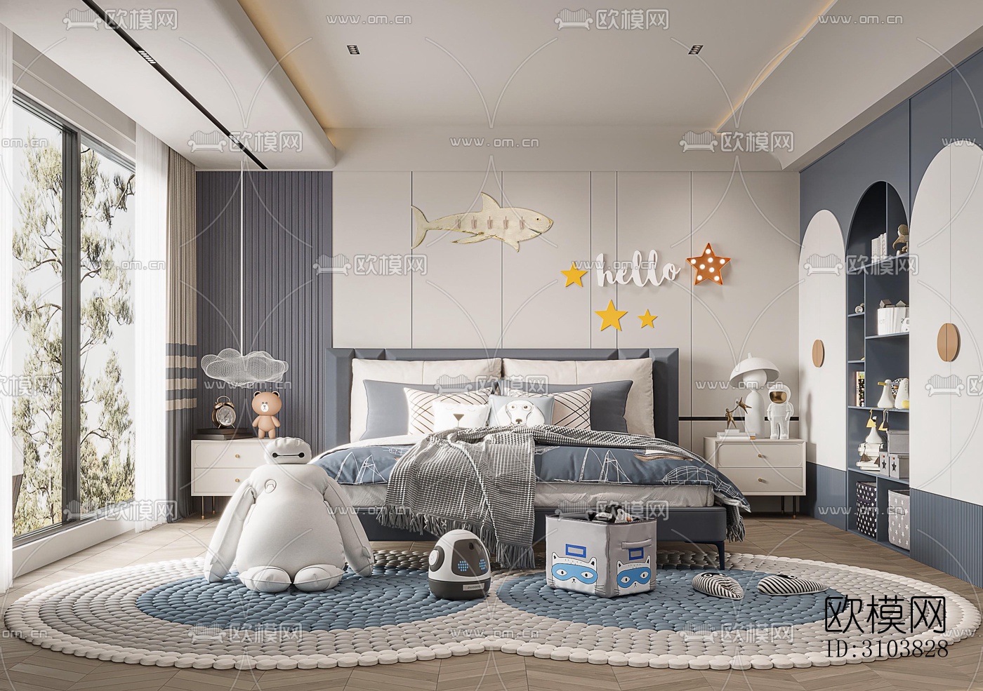 北欧儿童房效果图下载（渲染图2）
