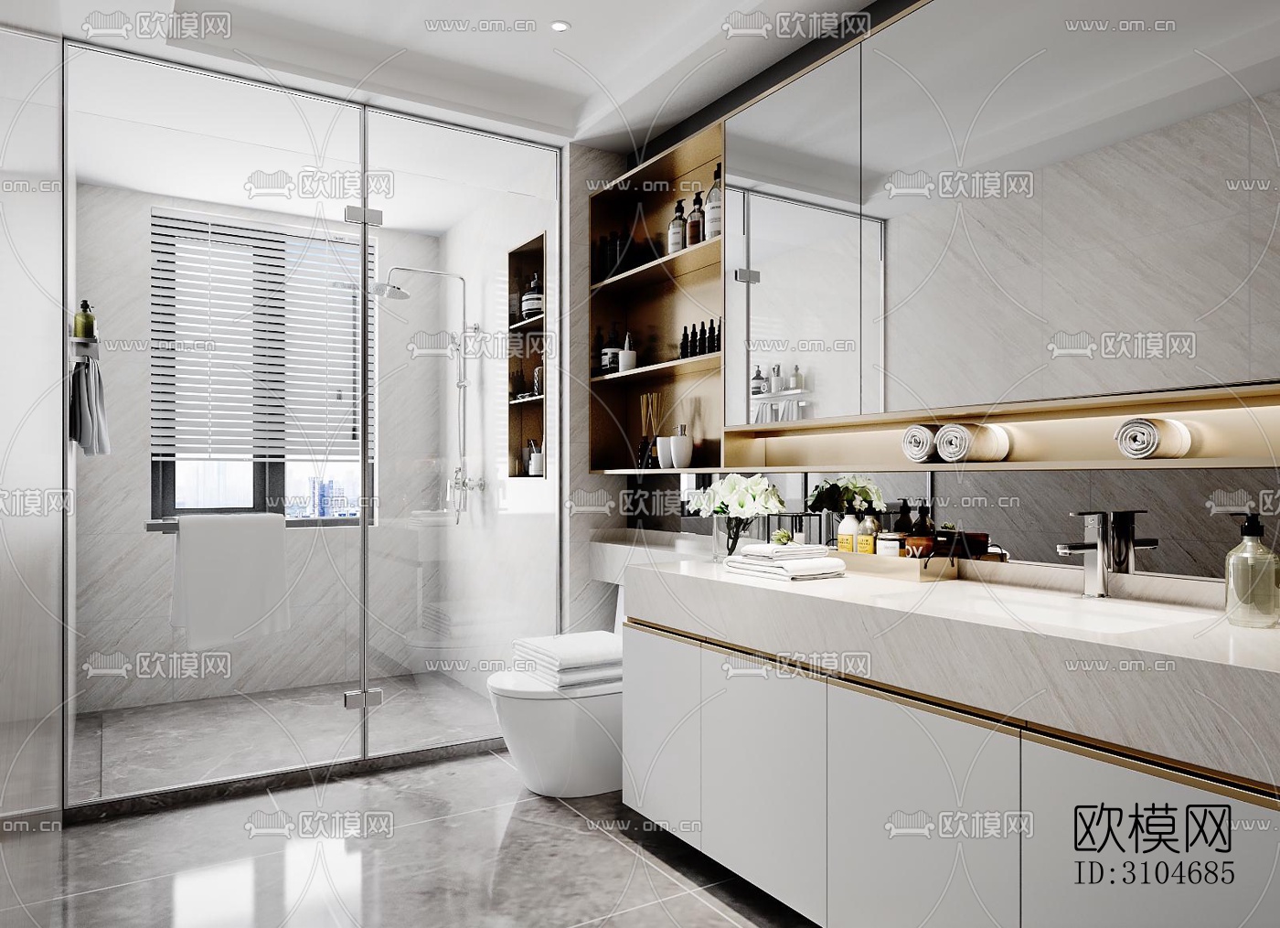 现代卫生间效果图下载（渲染图2）