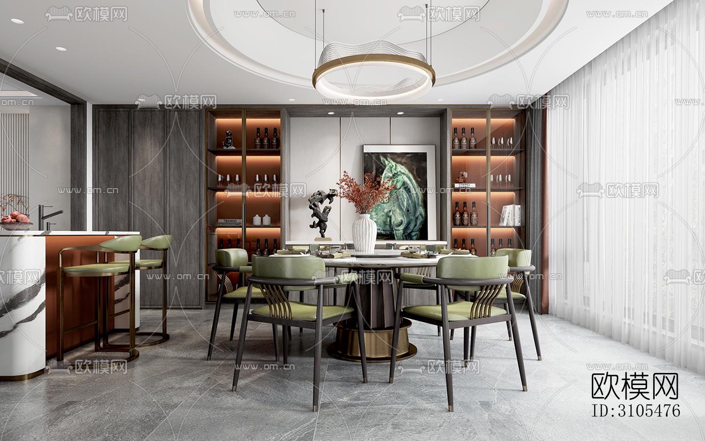 现代餐厅效果图下载（渲染图3）