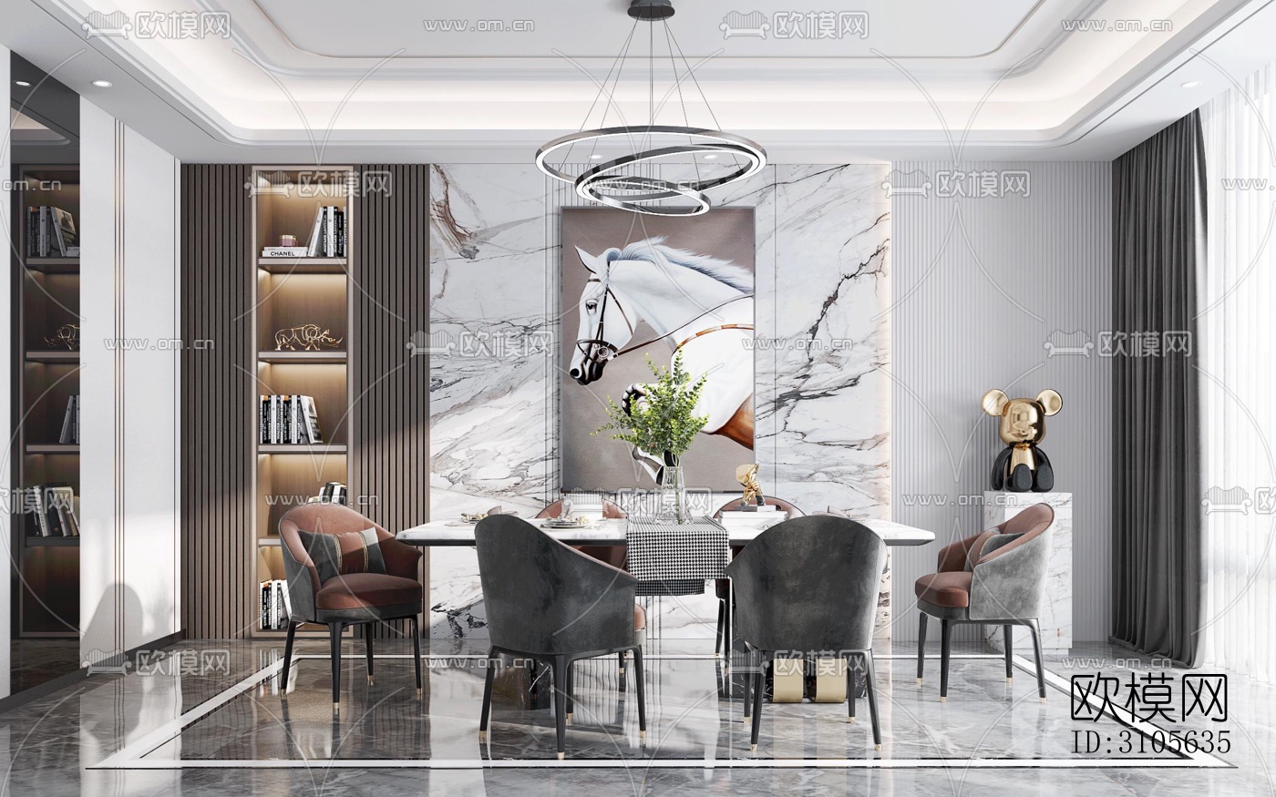 现代餐厅效果图下载（渲染图3）