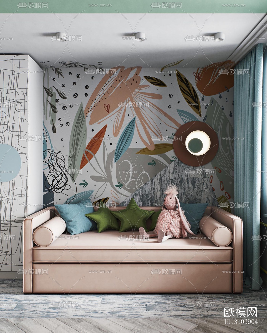 北欧儿童房效果图下载（渲染图2）