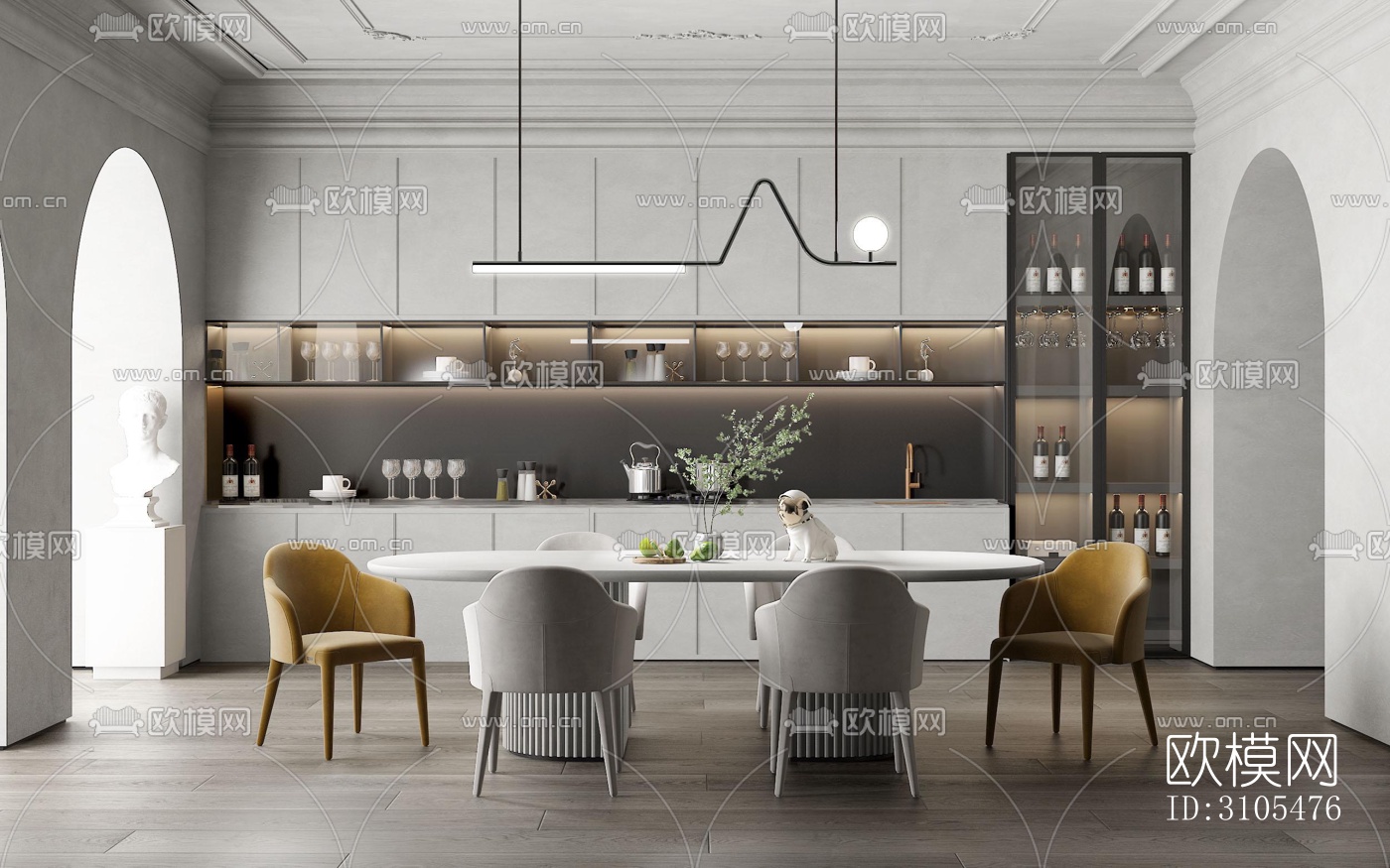 现代餐厅效果图下载（渲染图5）