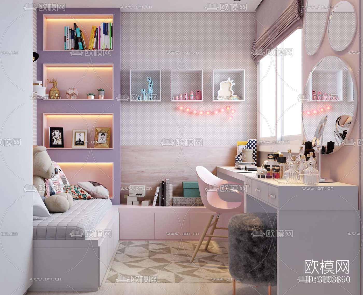 北欧儿童房效果图下载（渲染图2）