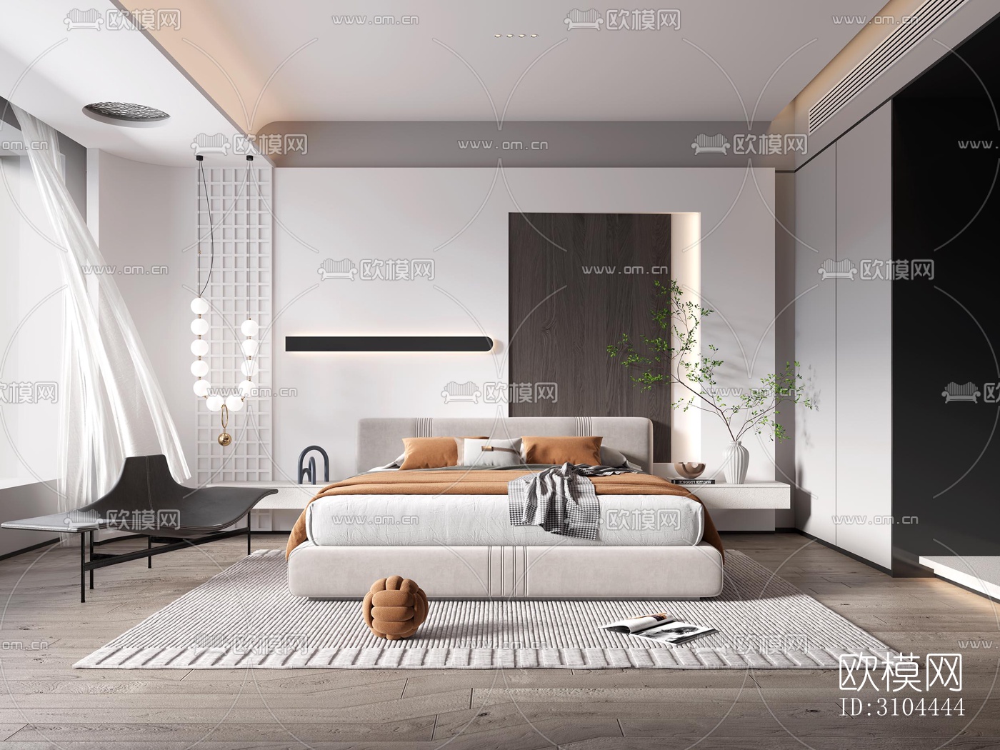 现代卧室效果图下载（渲染图1）