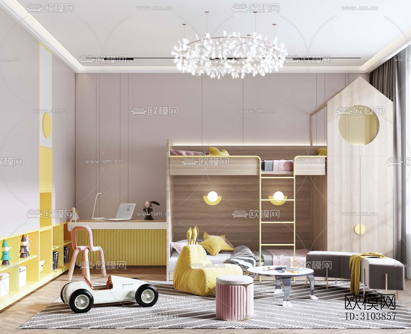 北欧儿童房效果图下载（渲染图3）