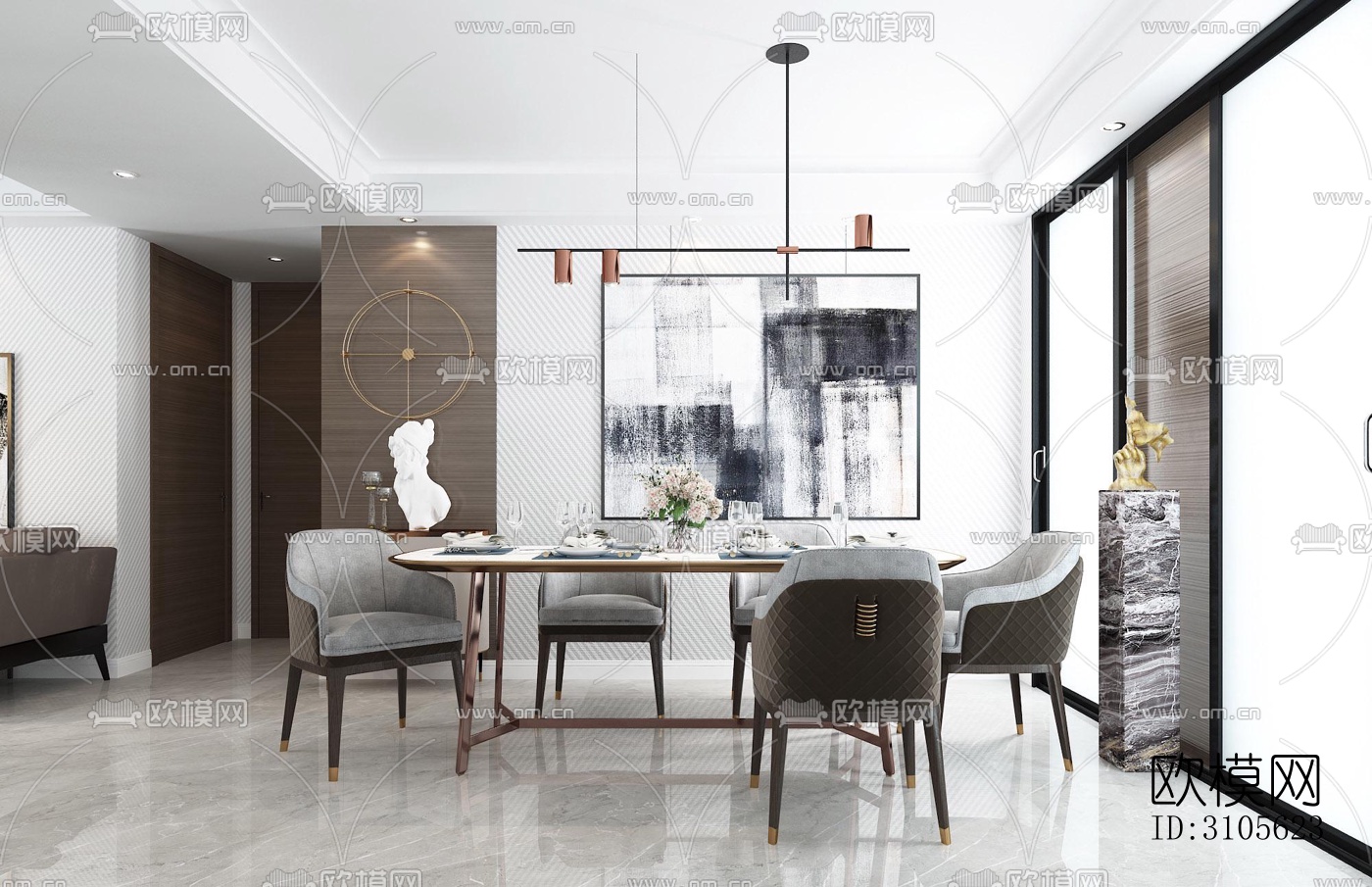 现代餐厅效果图下载（渲染图2）