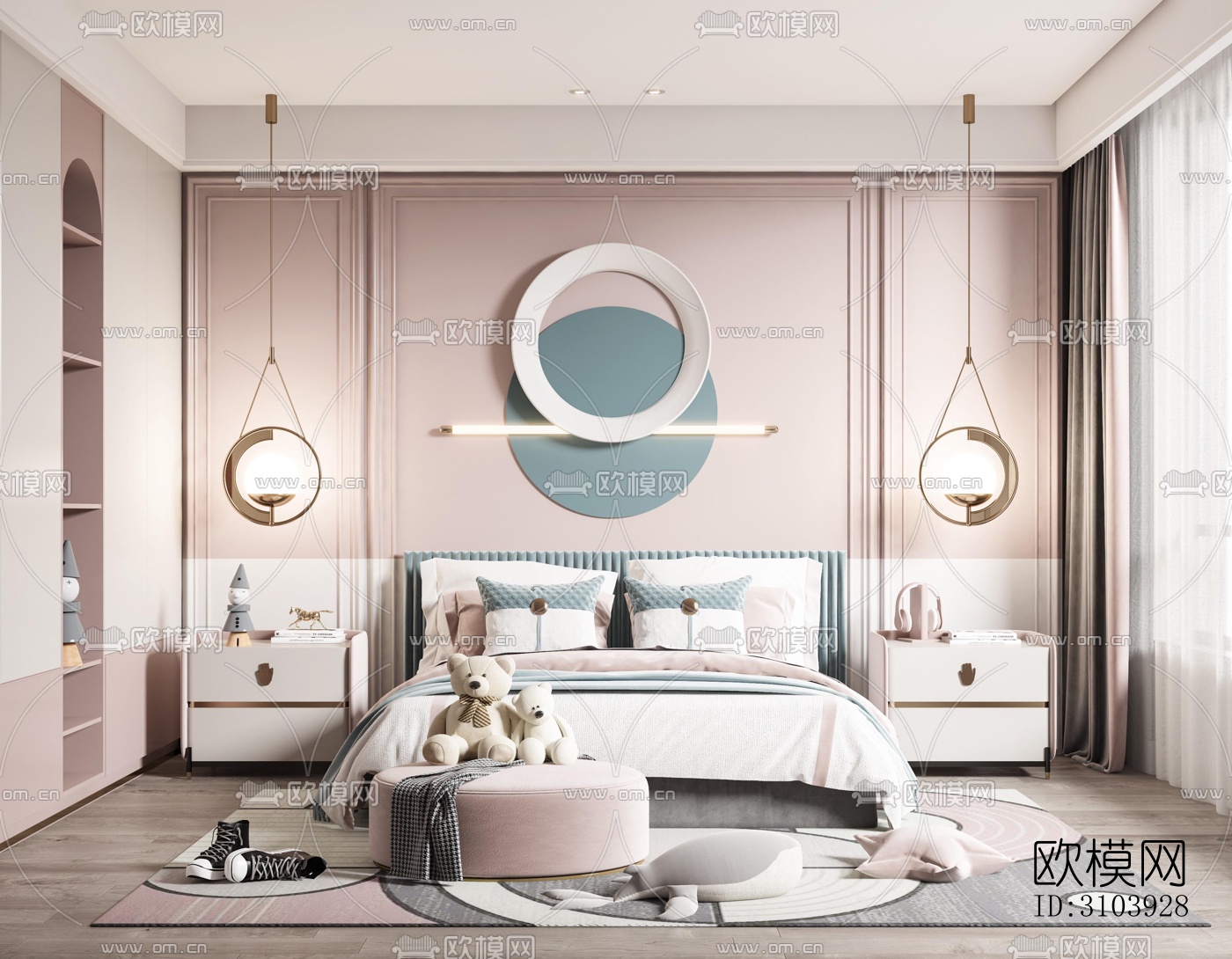 欧式儿童房效果图下载（渲染图2）