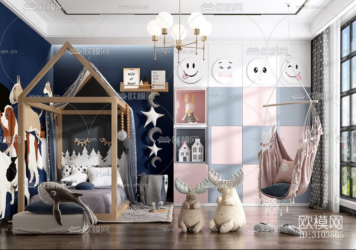 北欧儿童房效果图下载（渲染图5）