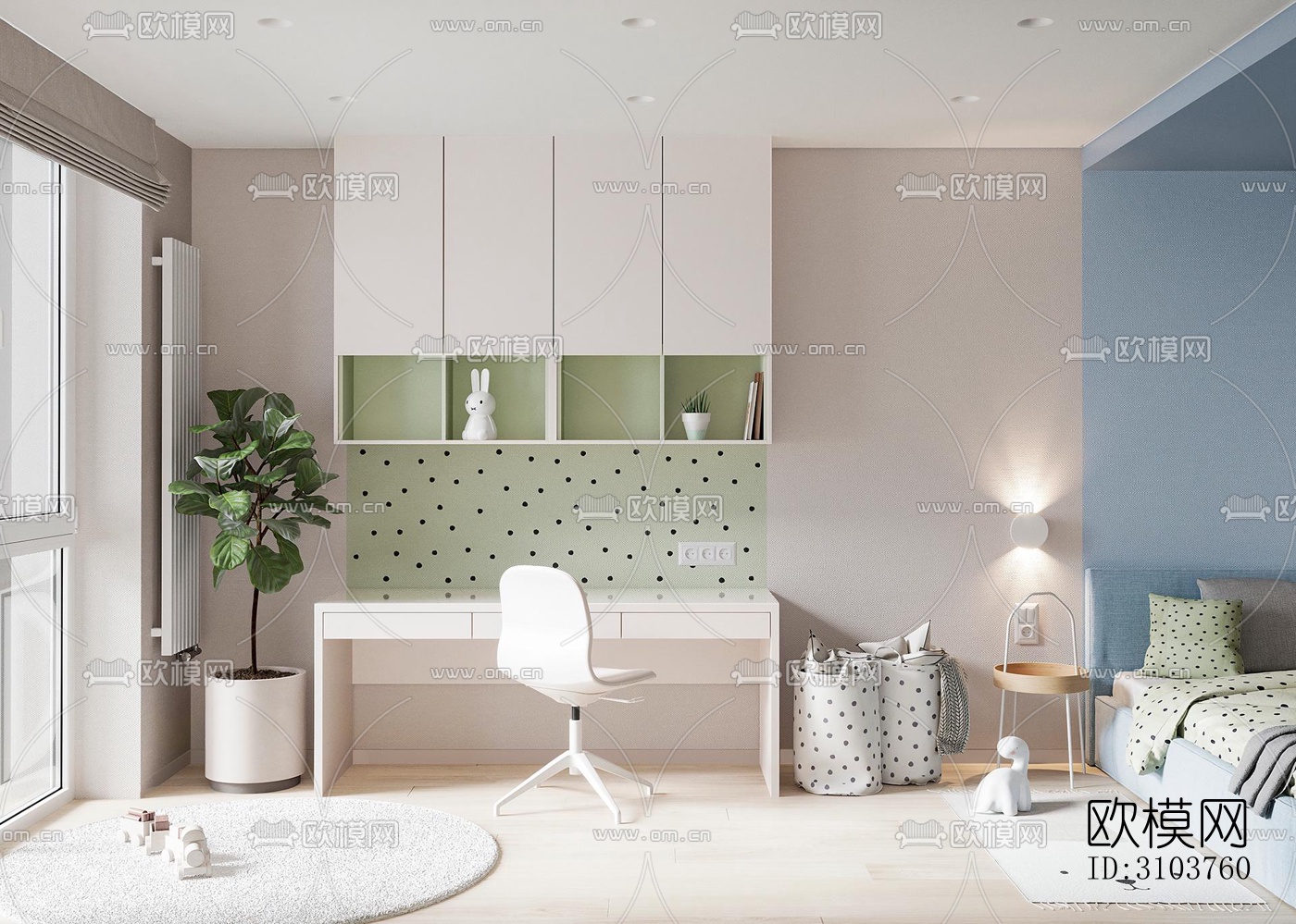 北欧儿童房效果图下载（渲染图2）