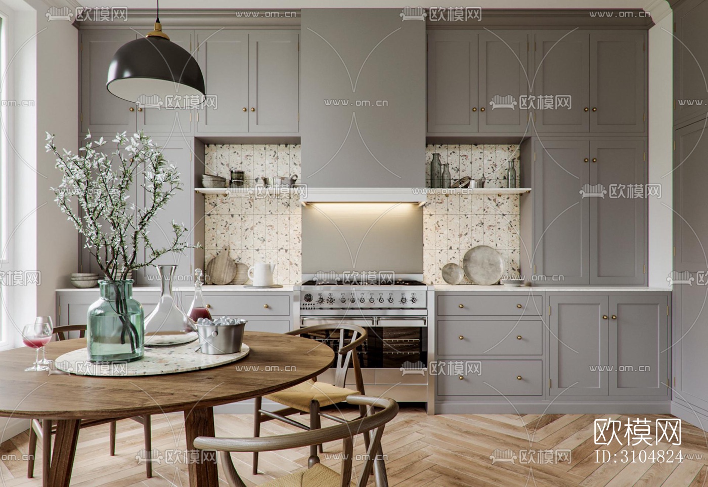 北欧厨房效果图下载（渲染图4）