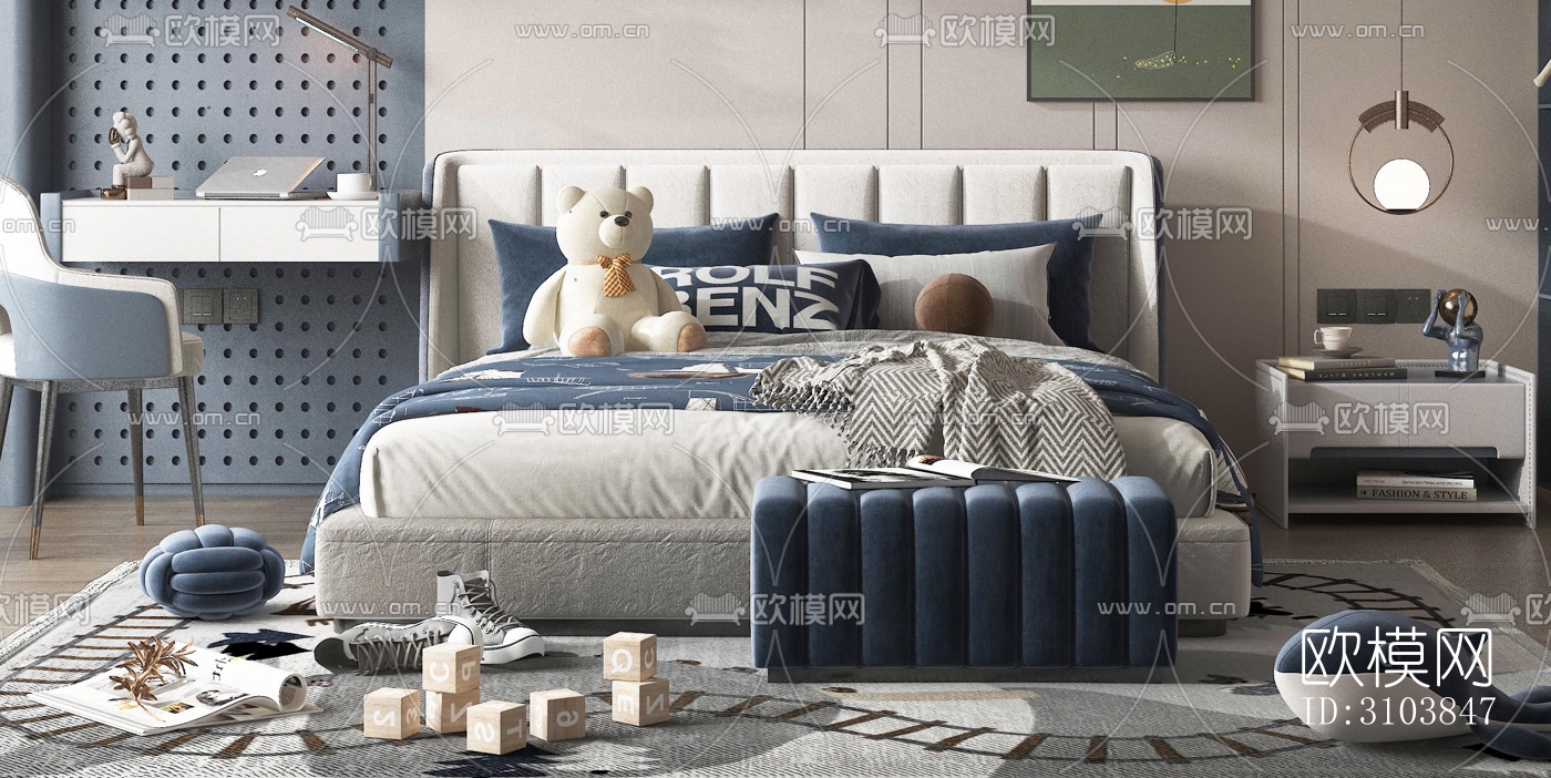 北欧儿童房效果图下载（渲染图5）