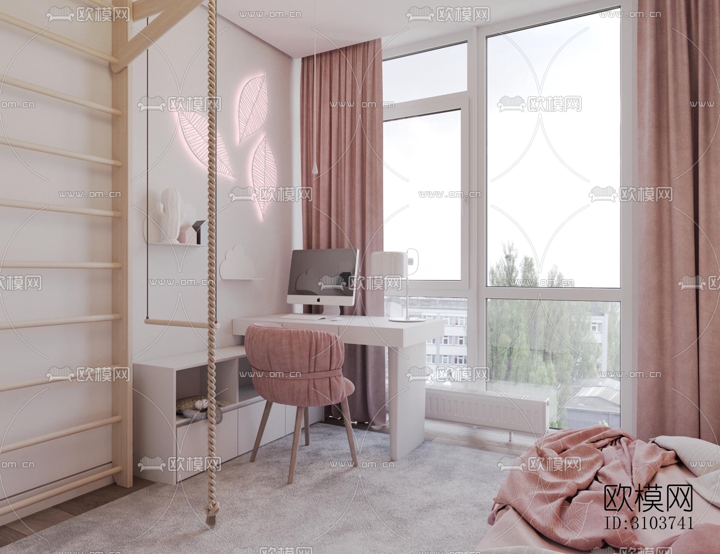 北欧儿童房效果图下载（渲染图1）