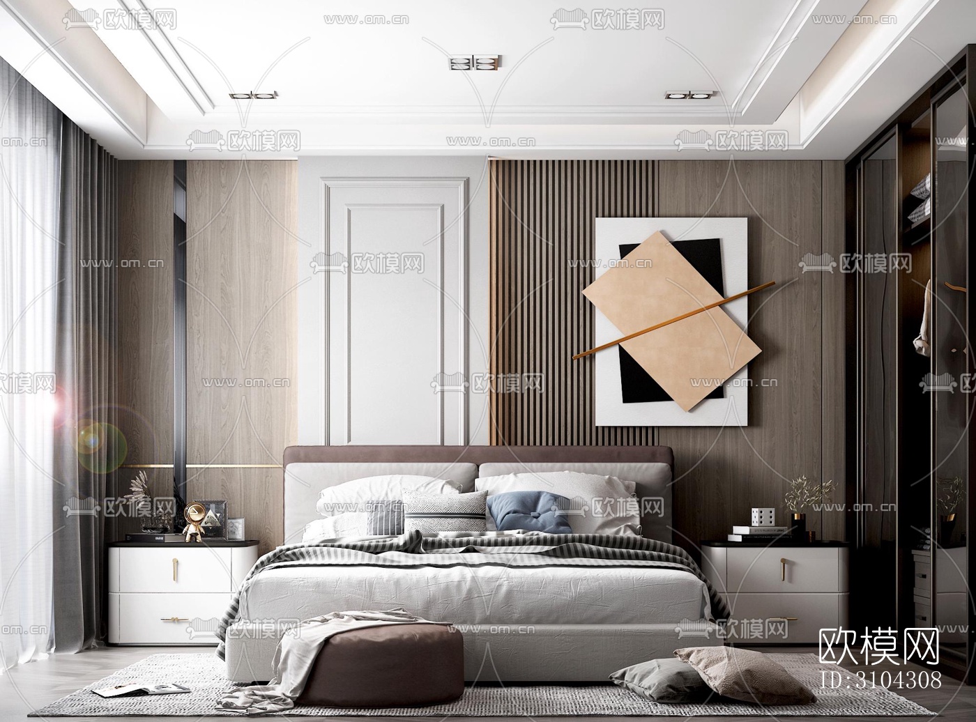 现代卧室效果图下载（渲染图1）
