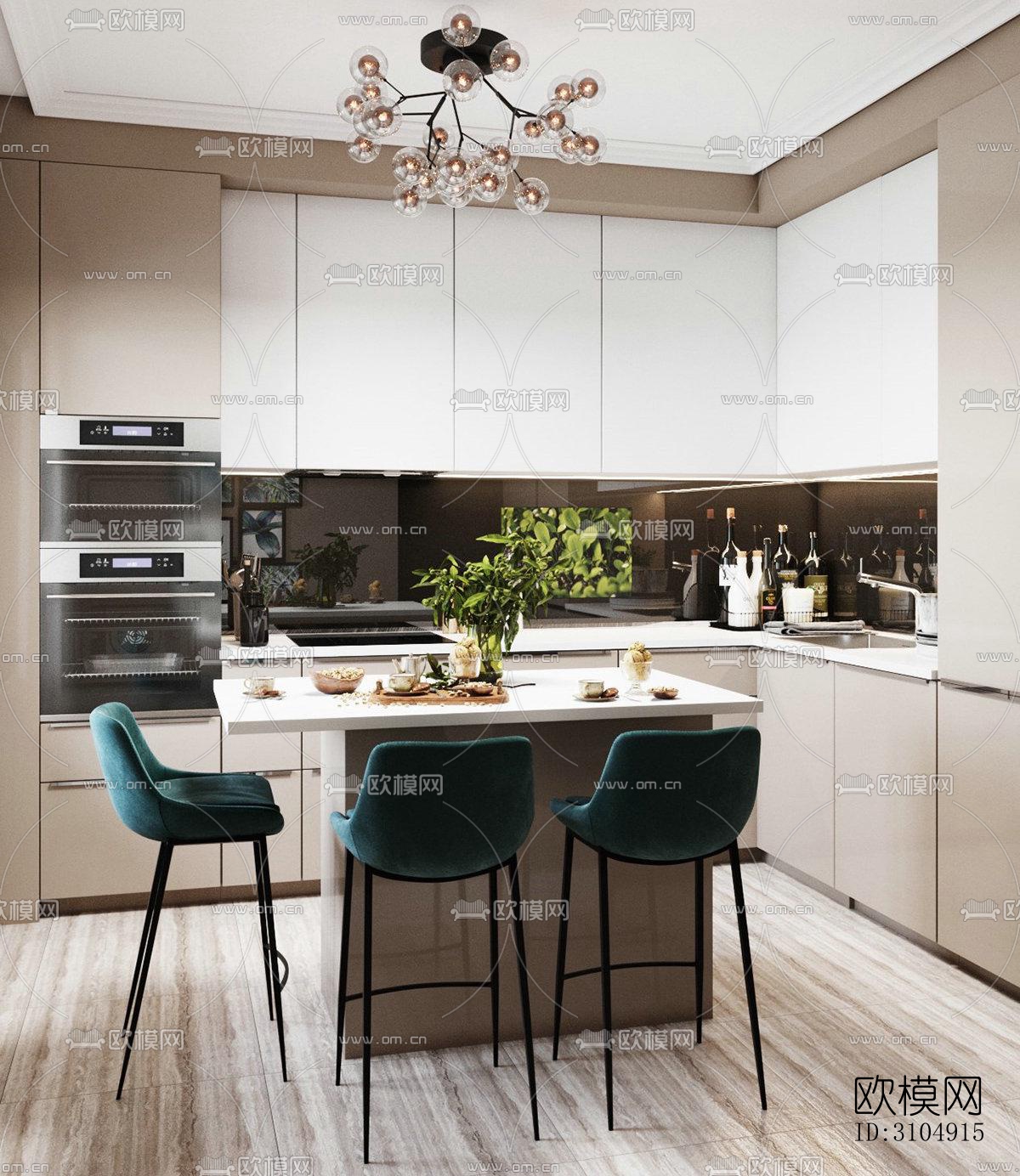 欧式厨房效果图下载（渲染图1）