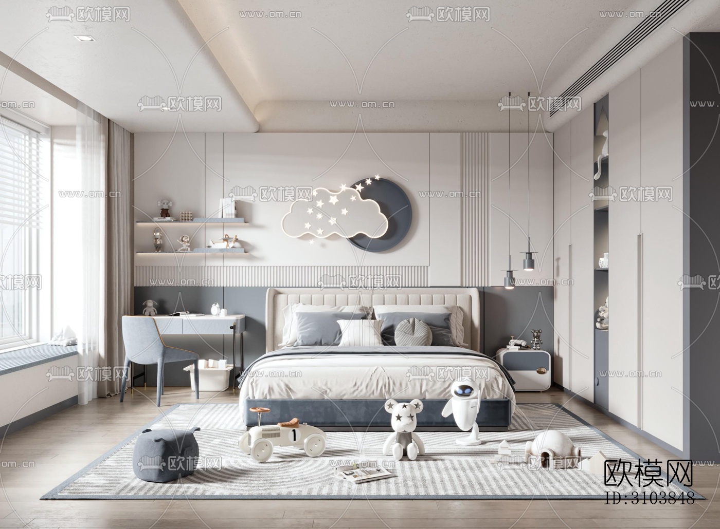 北欧儿童房效果图下载（渲染图4）