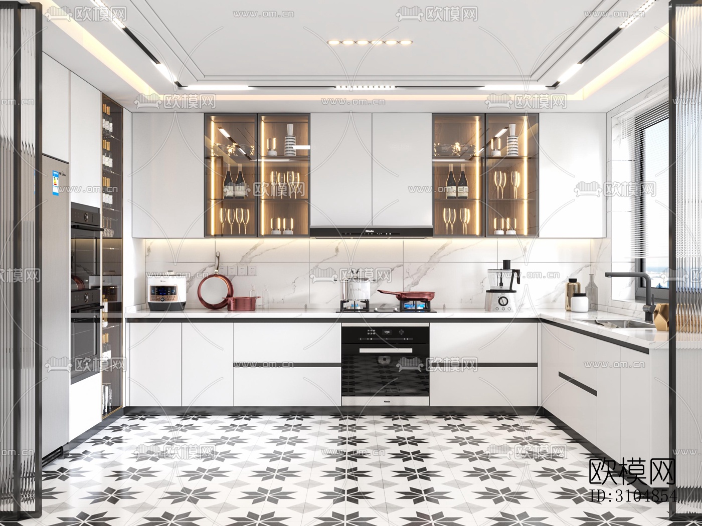 北欧厨房效果图下载（渲染图1）