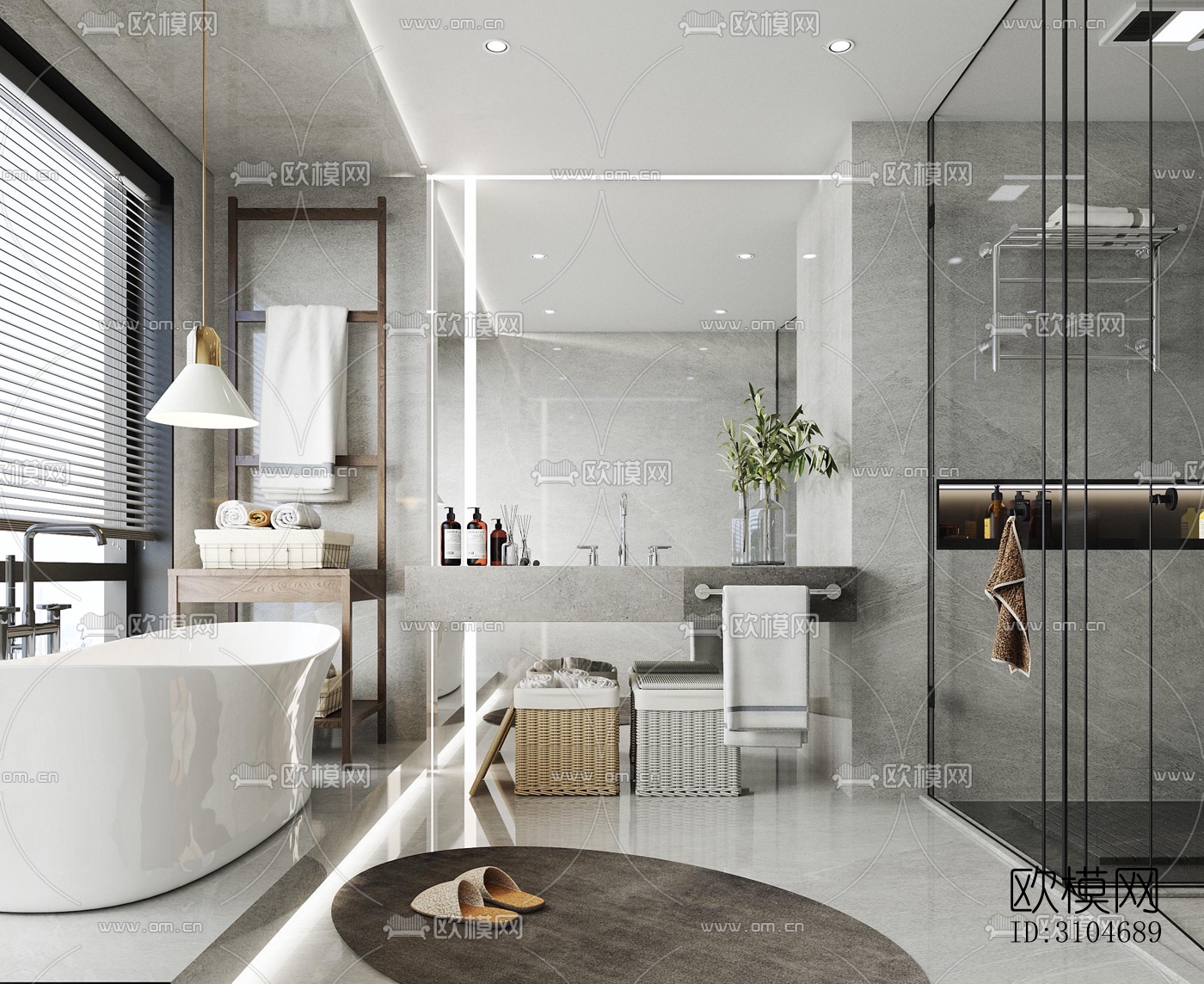 现代卫生间效果图下载（渲染图4）