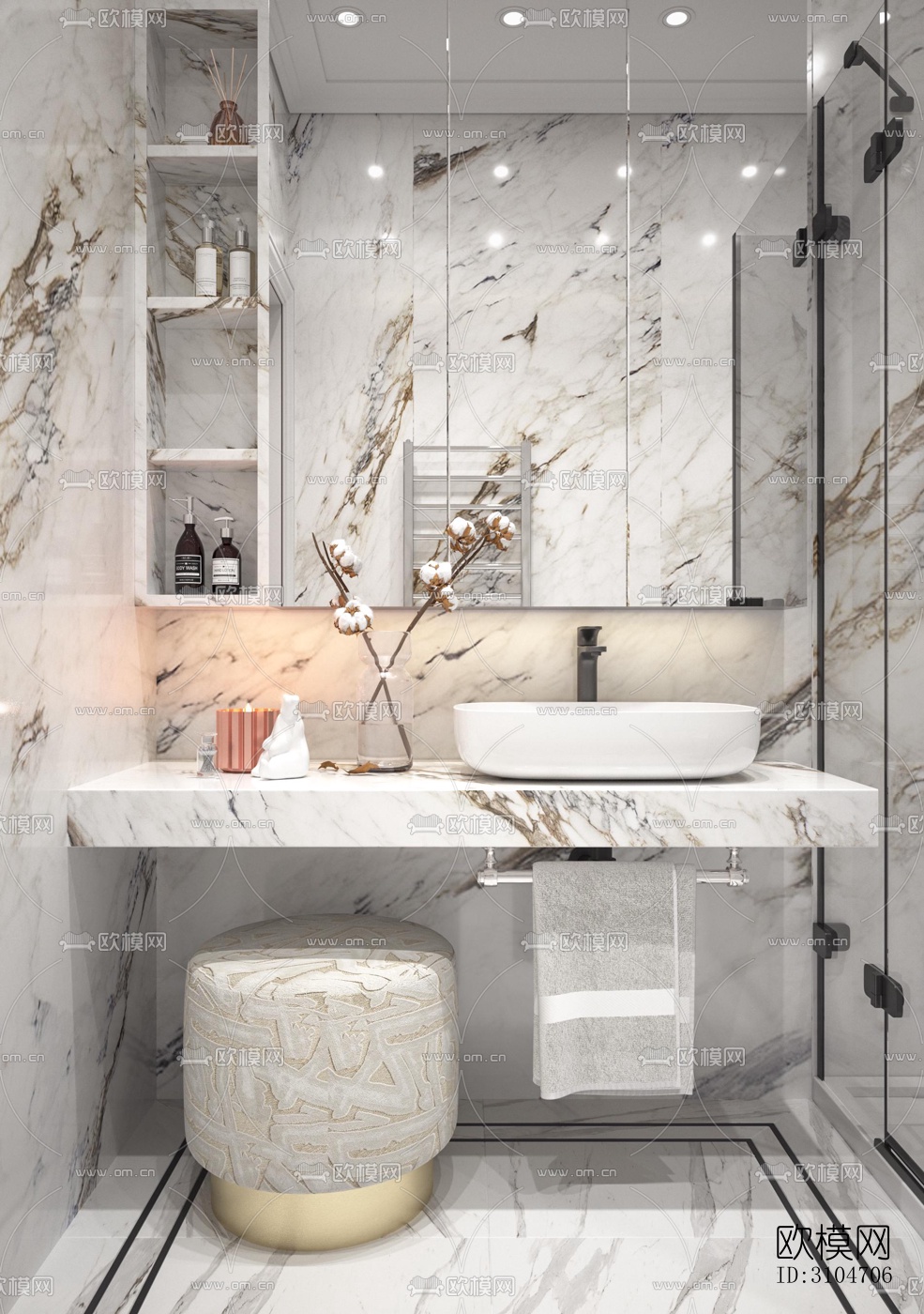 现代卫生间效果图下载（渲染图1）