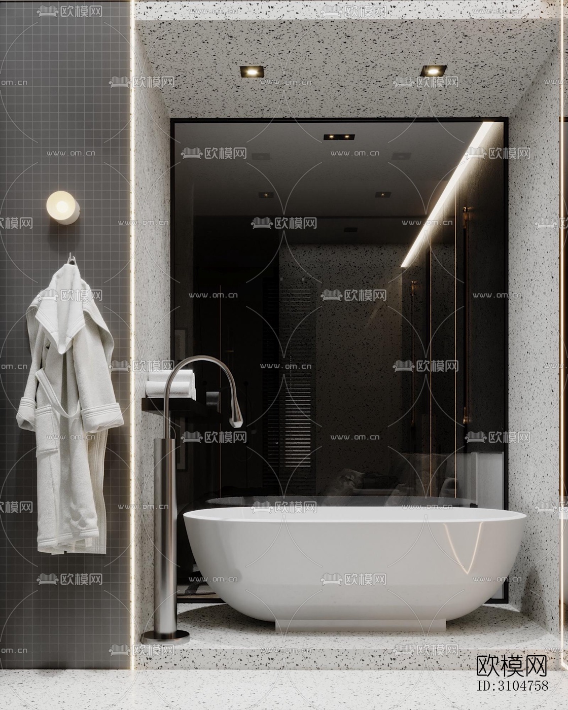 高级灰卫生间效果图下载（渲染图2）