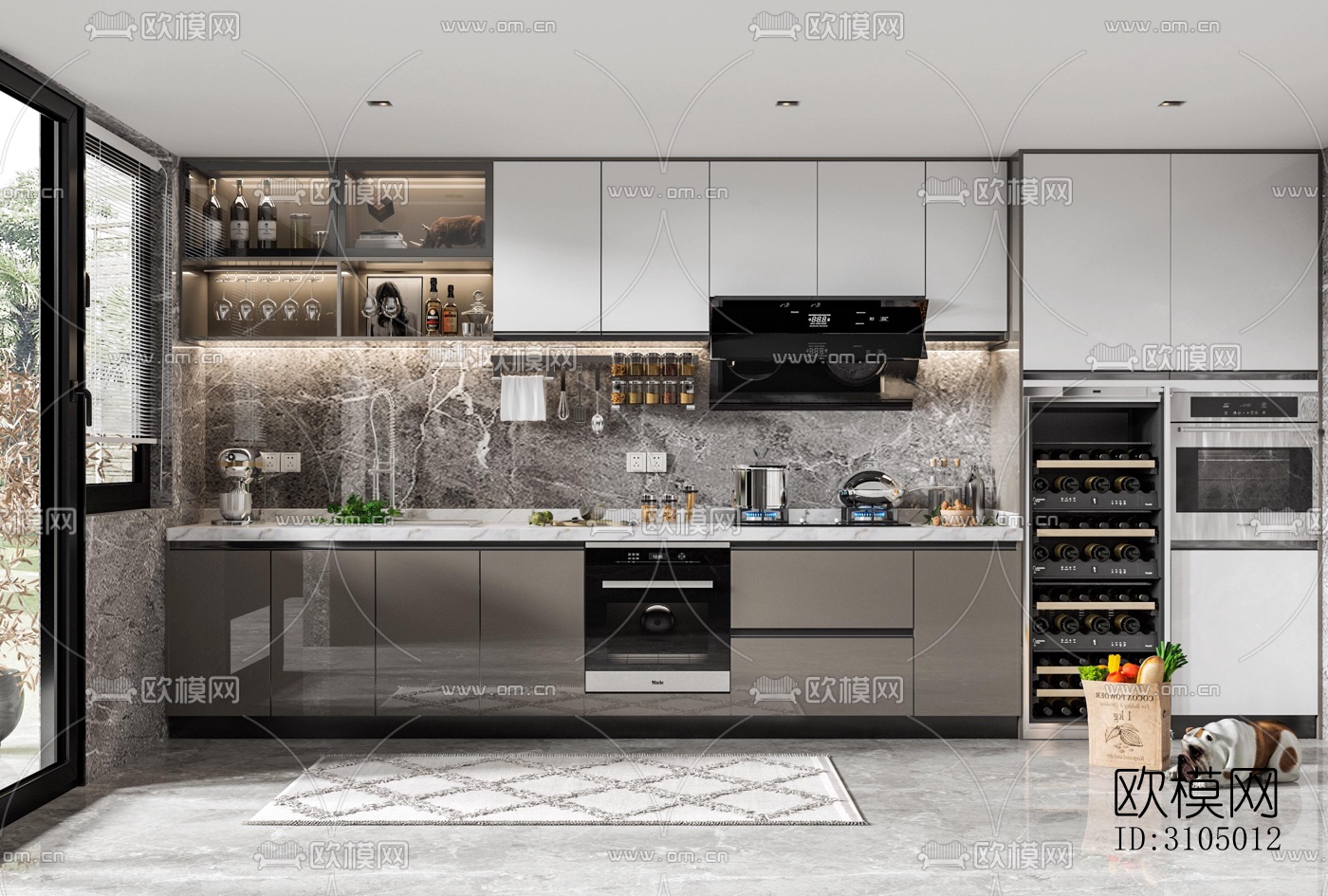 现代厨房效果图下载（渲染图3）