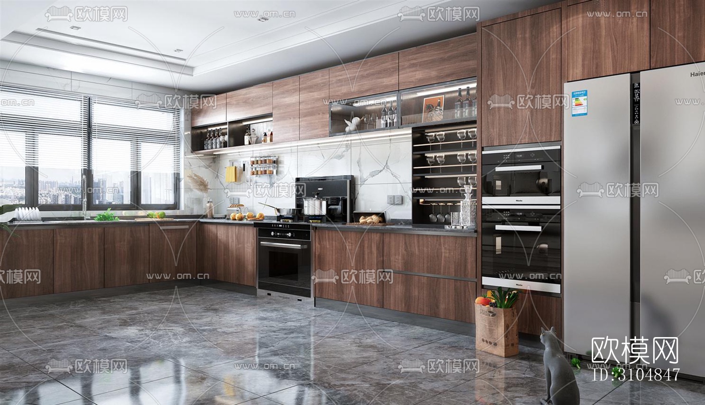 北欧厨房效果图下载（渲染图2）